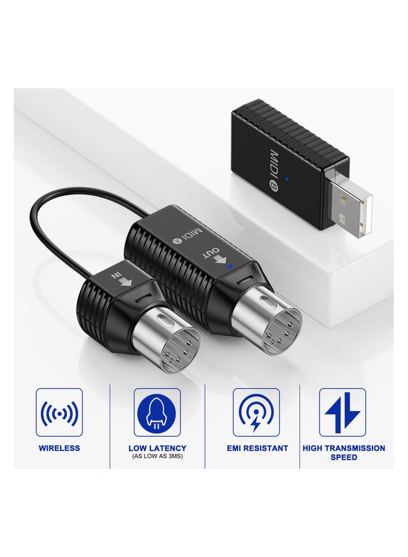 SYOSI Wireless MIDI Adapter, Bluetooth Midi Adapter with USB, Transmission System, Ultra Low Latency 5 PIN for Synthesizer EWI Keytar Digital Piano Keyboard to MIDI Devices, Mac OS/iOS, Win XP - Image 2