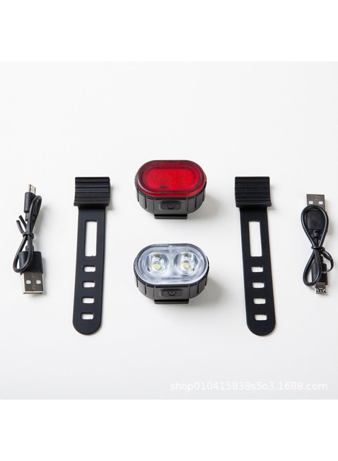 Loquat Bicycle Light Mountain Bike Road Car Front Light Tail Light Suit Riding Helmet Warning Light Riding Equipment-Color:078 Red And White Suit - Image 3