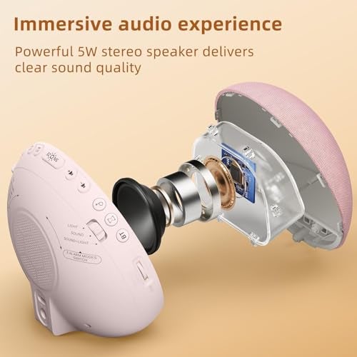 Odokee Sunrise Alarm Clock White Noise Machine: Natural Wake Up Light - Dimmable Clock with Bluetooth Speaker for Bedroom - 25 Sleep Sounds for Baby Adults Kids Sakura Pink - Image 4