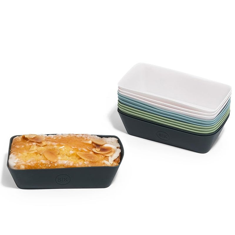 The Silicone Kitchen Silicone Individual Mini Loaf Pans - Reusable, Non-Toxic, BPA Free, Dishwasher Safe, Bento Box Accessories (12 Pack, Navy, White, Blue, Green) - Image 1