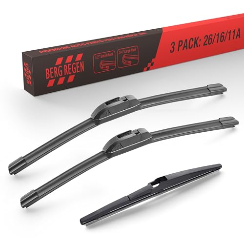BERG REGEN 3 Wipers Windshield Wiper Blades Replacement for Hyundai Accent 2017-2012/ Kia Rio 2017-2012 Premium All-Season Automotive Original Equipment Wiper Blades Set - 26"/16"/11" (Set of 3) - Image 1