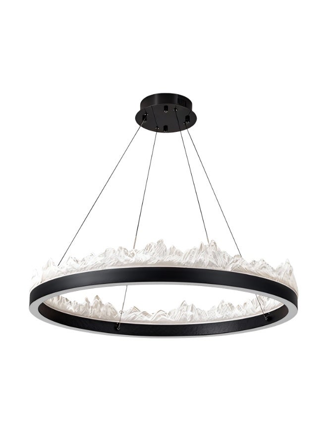 Bedroom Ceiling Chandeliers-Black Chandelier Of Creative Mountain-Shaped Circular LED Pendant Light - Big Size Black Led Chandeliers And Light Fixture For Aluminum + Resin Material, Adjustable Hanging Cord, Eye-Friendly and Glare-Free, Suitable for Dining Rooms, Restaurants,Living Rooms, and Kitchen Island - Year's Trending Item - Image 2