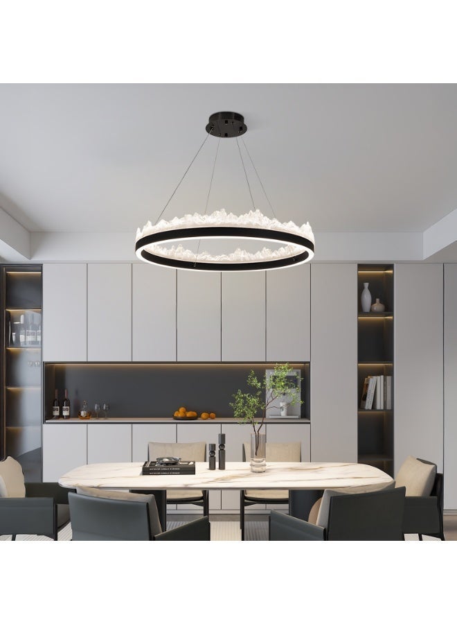 Bedroom Ceiling Chandeliers-Black Chandelier Of Creative Mountain-Shaped Circular LED Pendant Light - Big Size Black Led Chandeliers And Light Fixture For Aluminum + Resin Material, Adjustable Hanging Cord, Eye-Friendly and Glare-Free, Suitable for Dining Rooms, Restaurants,Living Rooms, and Kitchen Island - Year's Trending Item - Image 3