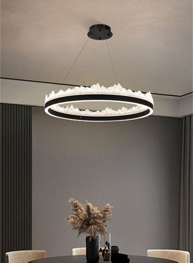 Bedroom Ceiling Chandeliers-Black Chandelier Of Creative Mountain-Shaped Circular LED Pendant Light - Big Size Black Led Chandeliers And Light Fixture For Aluminum + Resin Material, Adjustable Hanging Cord, Eye-Friendly and Glare-Free, Suitable for Dining Rooms, Restaurants,Living Rooms, and Kitchen Island - Year's Trending Item - Image 1
