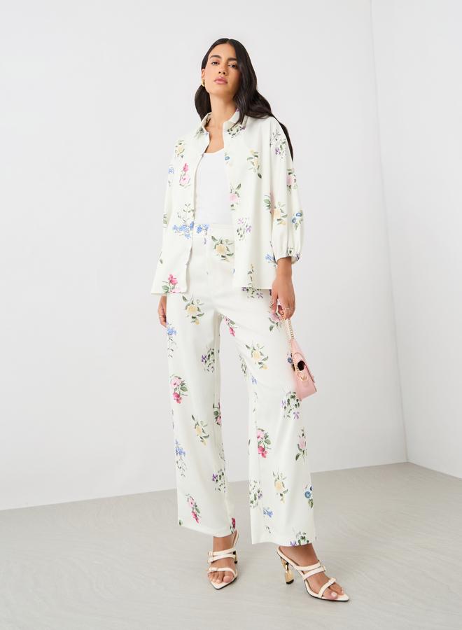 Styli Floral Print Balloon Sleeves Buttoned Shirts - Image 2