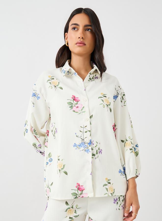 Styli Floral Print Balloon Sleeves Buttoned Shirts - Image 3