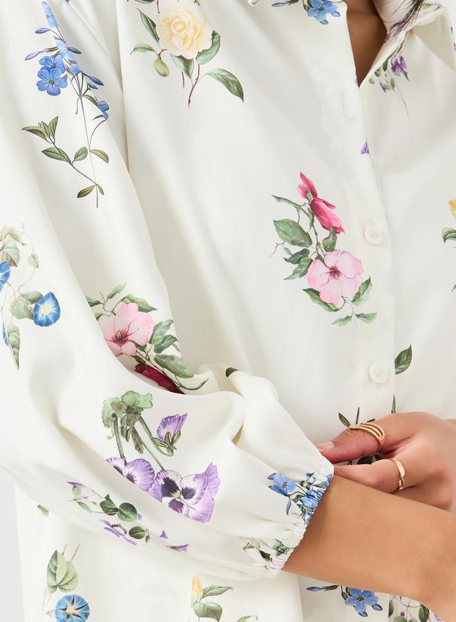 Styli Floral Print Balloon Sleeves Buttoned Shirts - Image 4