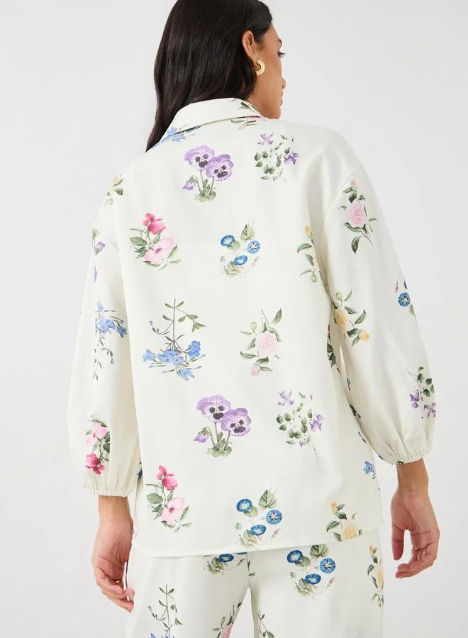 Styli Styli Floral Print Balloon Sleeves Buttoned Shirts