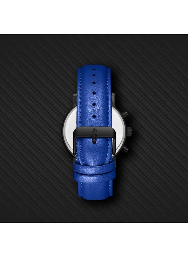 Kenneth Scott Blue Kenneth Scott Men's Epson VX9J Movement Watch, Analog Display and Leather Strap - K24119-BLNN, Blue for Men | Best Price UAE