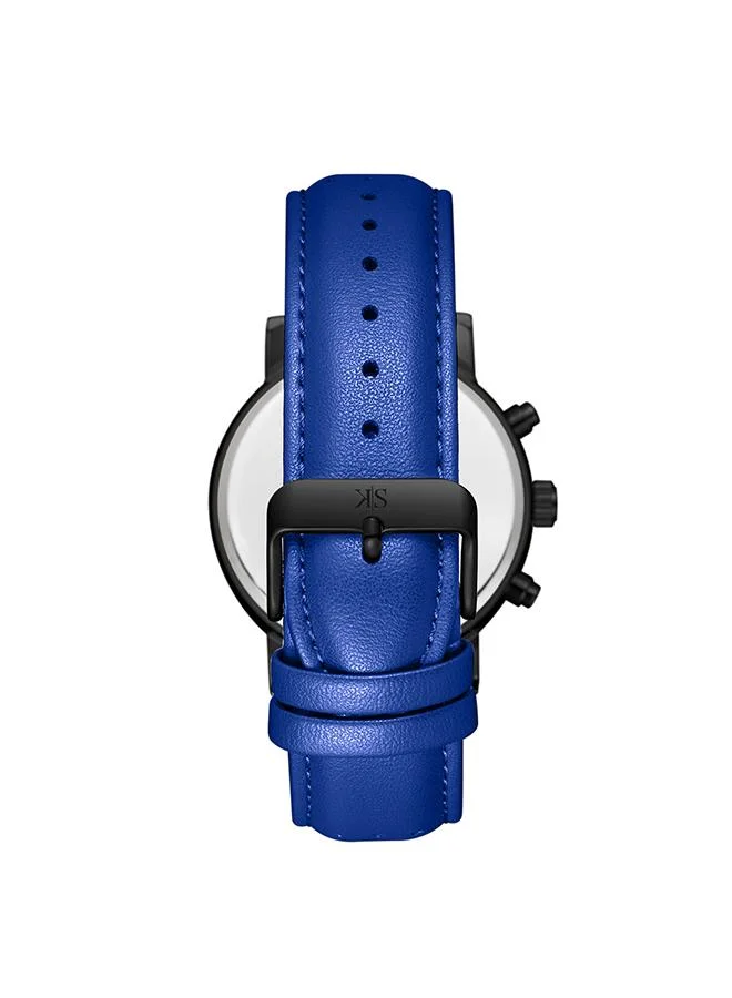 KENNETH SCOTT Kenneth Scott Men's Epson VX9J Movement Watch, Analog Display and Leather Strap - K24119-BLNN, Blue