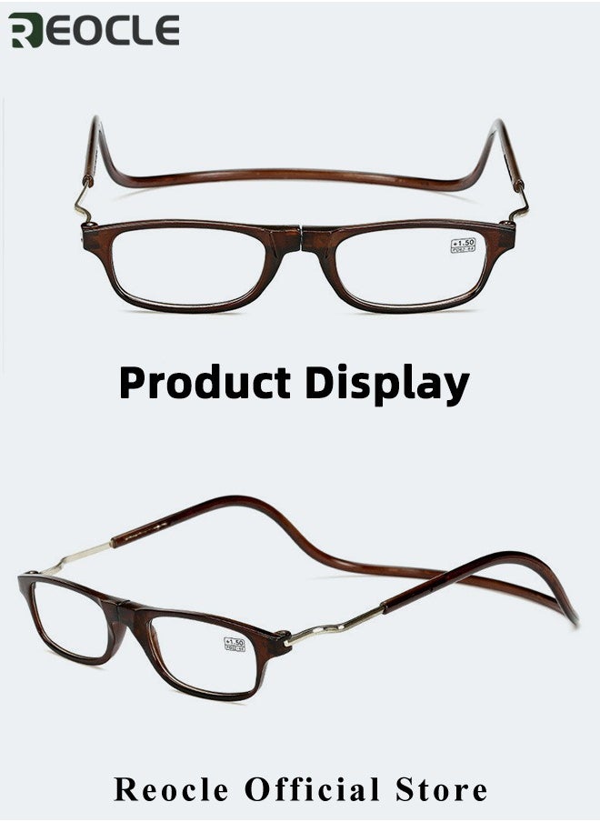 REOCLE - Magnetic Reading Glasses Computer Readers with Replaceable Lens & Adjustable Temples Hanging Neck Presbyopic Glasses for Men Women - Image 1