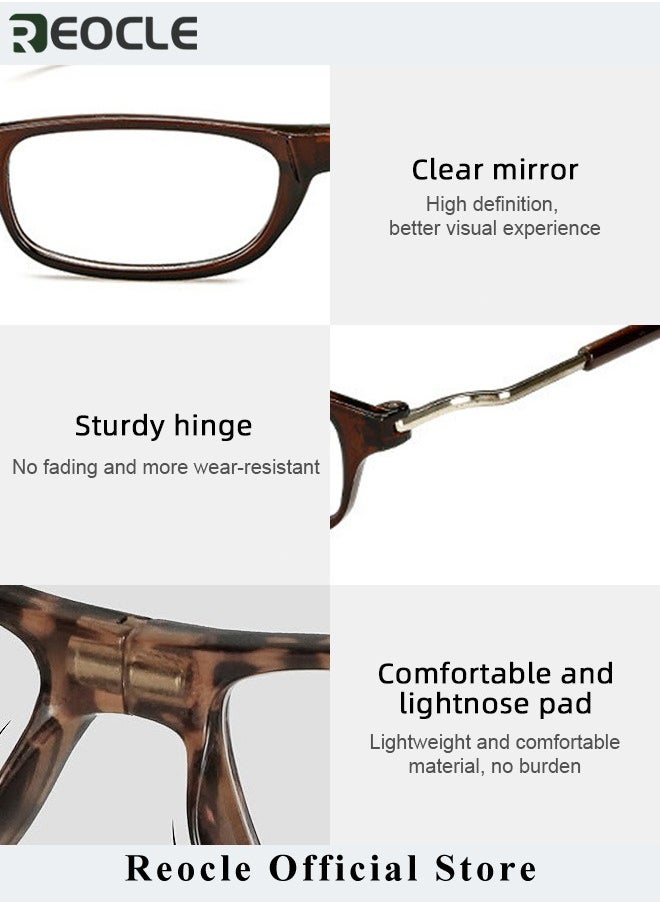 REOCLE - Magnetic Reading Glasses Computer Readers with Replaceable Lens & Adjustable Temples Hanging Neck Presbyopic Glasses for Men Women - Image 1