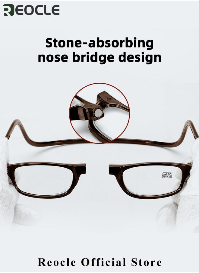 REOCLE - Magnetic Reading Glasses Computer Readers with Replaceable Lens & Adjustable Temples Hanging Neck Presbyopic Glasses for Men Women - Image 1