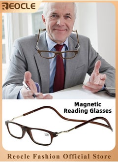 REOCLE Magnetic Reading Glasses Computer Readers with Replaceable Lens & Adjustable Temples Hanging Neck Presbyopic Glasses for Men Women  - Image 1