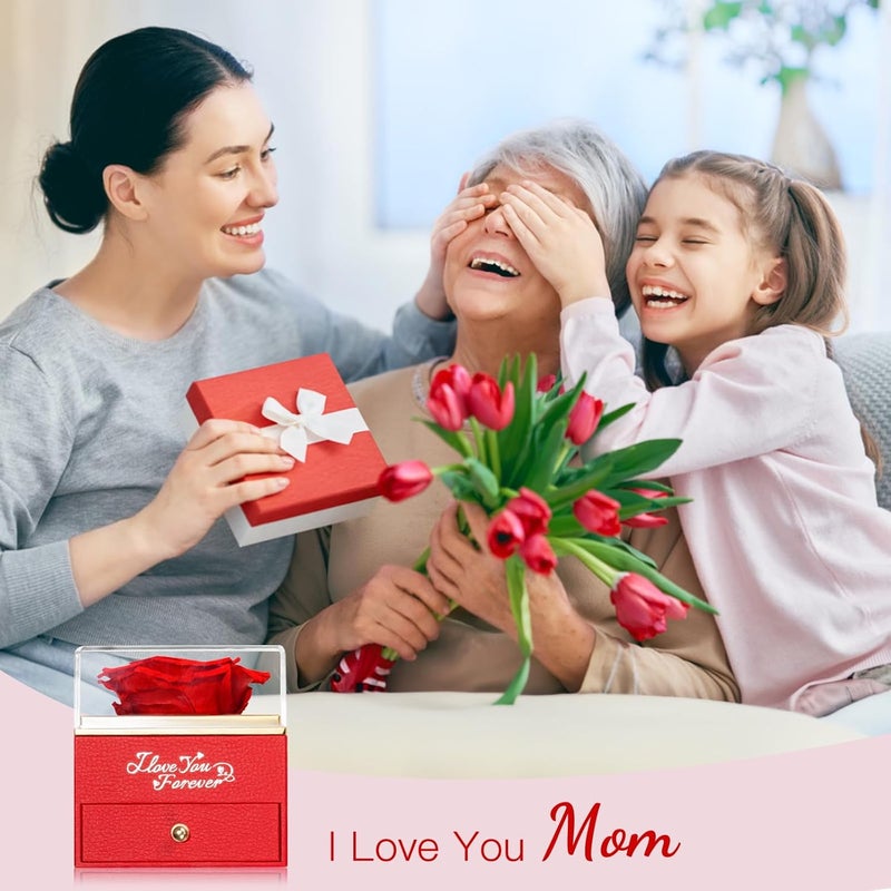 WILDLOVE Preserved Real Red Rose with Mom Necklace - Gifts for Mothers Day, Christmas, Birthday Gifts for Mom - Long Lasting Forever Flowers Best Presents for Moms - Image 5