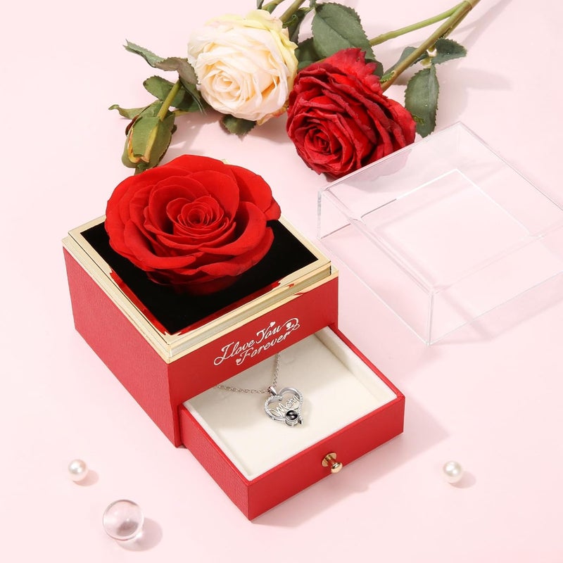 WILDLOVE Preserved Real Red Rose with Mom Necklace - Gifts for Mothers Day, Christmas, Birthday Gifts for Mom - Long Lasting Forever Flowers Best Presents for Moms - Image 3