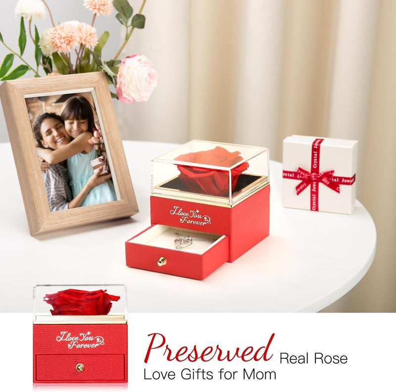 WILDLOVE Preserved Real Red Rose with Mom Necklace - Gifts for Mothers Day, Christmas, Birthday Gifts for Mom - Long Lasting Forever Flowers Best Presents for Moms - Image 4