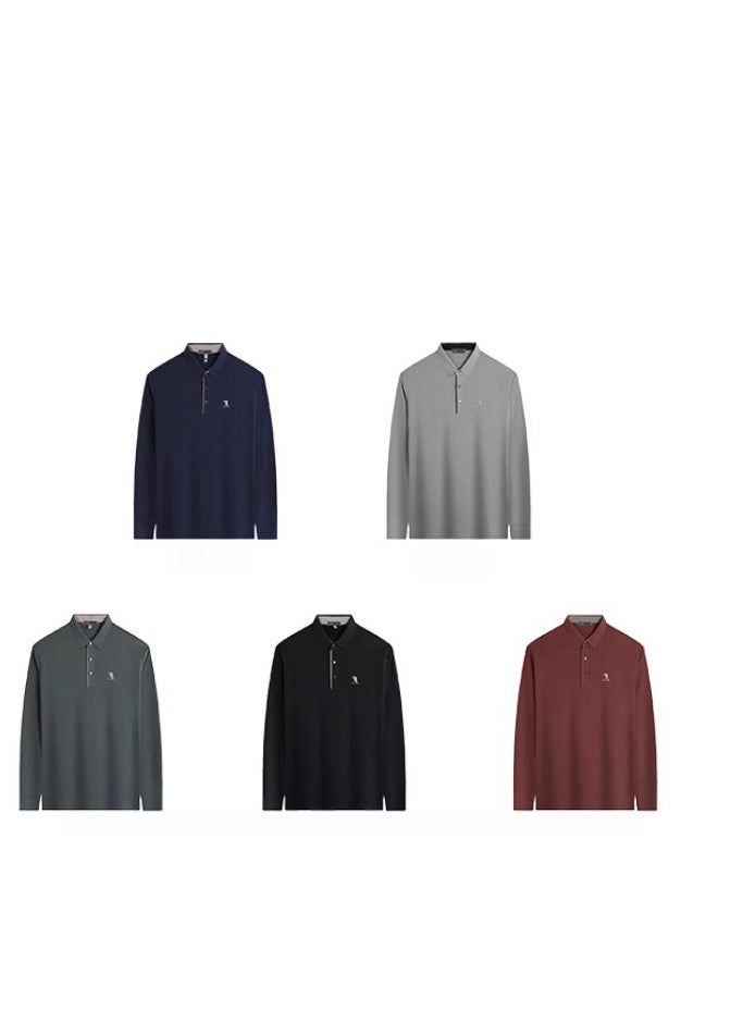 Tucano - Men's Business Casual Long Sleeved T-Shirt Polo Shirt Top - Image 1