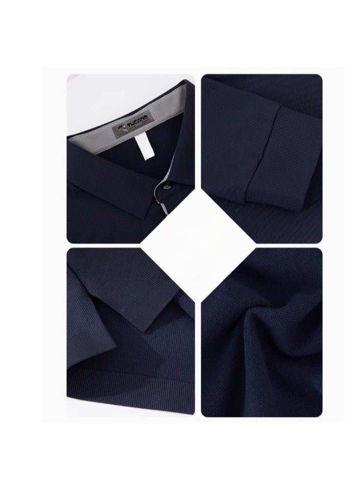 Tucano - Men's Business Casual Long Sleeved T-Shirt Polo Shirt Top - Image 1