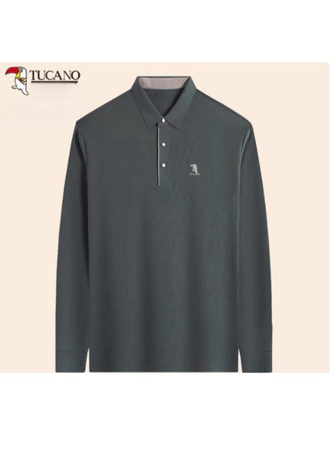 Men's Business Casual Long Sleeved T-Shirt Polo Shirt Top