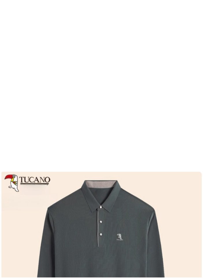 Tucano - Men's Business Casual Long Sleeved T-Shirt Polo Shirt Top - Image 1