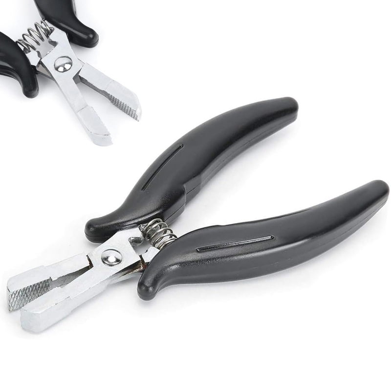 BLUPLE BLUPLE Fusion Bond Crusher Tool for Keratin Hair Extensions Pliers for Micro Rings Beads, Black Hair Extensions opener and Removal Tool, Professional Hair Extension Tool (1pc Black) 