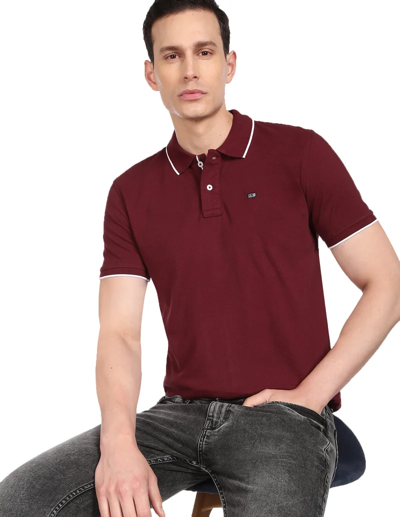 Solid Compact Cotton Polo Shirt