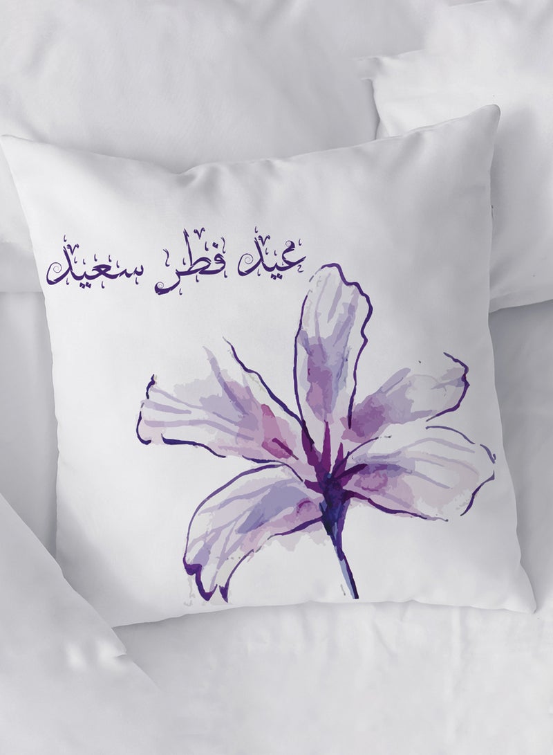 لوحة غطاء وسادة من البوليستر بتصميم عيد فطر سعيد مع نمط وردة - Image 1