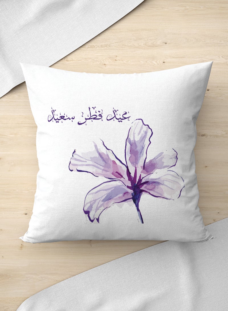 لوحة غطاء وسادة من البوليستر بتصميم عيد فطر سعيد مع نمط وردة - Image 2