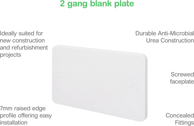 Schneider Electric Lisse 2-Gang Moulded Blank Plate, Matt White - Image 5