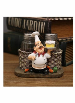 KASTWAVE Glass Spice Jars, Salt and Pepper Shakers Set, Chef Statue Decorative Spice Organizer, Home Decor Kitchen Crafts, for Family, Kitchen, Restaurant, Cafe, Bakery, Restaurant Seasoning Jar  - Image 3