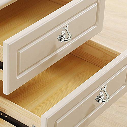 Xinally 6 Pieces Vintage Mermaid Pulls, Beach Nautical Decorative Furniture Single Hole Pulls for Drawers Cabinets Closets Kitchens and Other Home Decor - Image 4