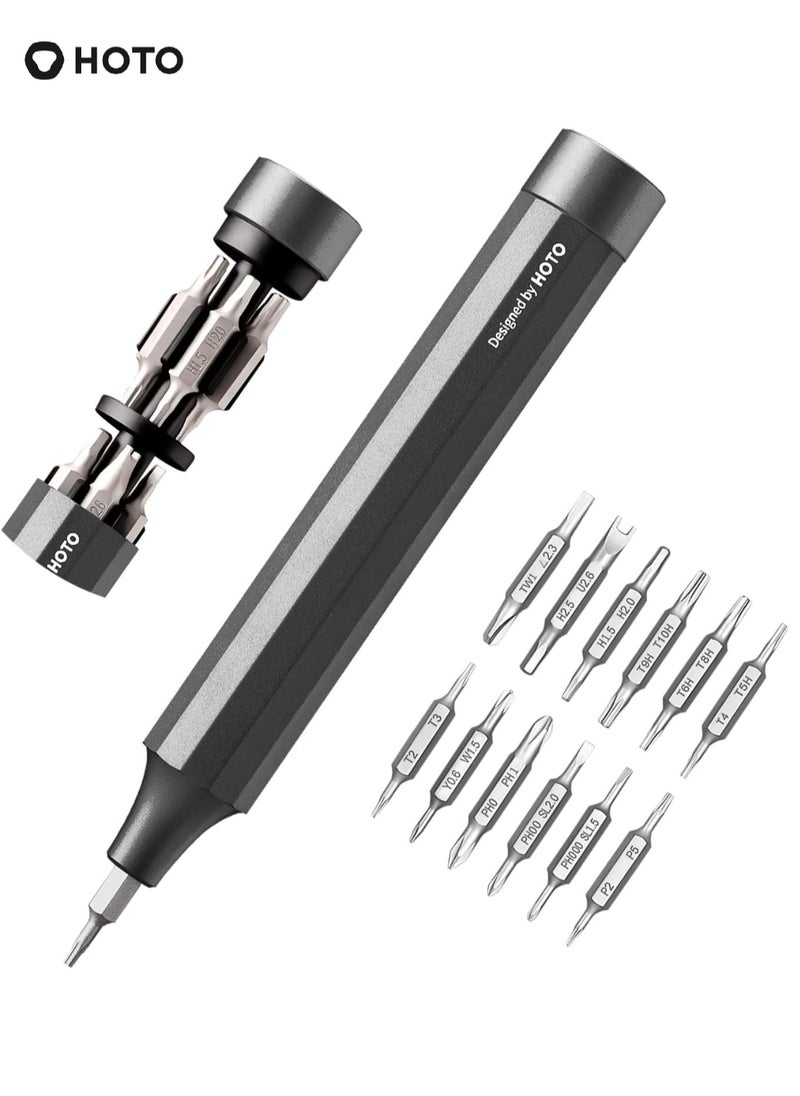 HOTO 24-in-1 Precision Screwdriver Pen Set – Gray, Magnetic Repair Tool Kit with S2 Steel Bits, Aluminum Alloy Body for Electronics, Glasses, Watches, Laptops, DIY & Gadgets – QWLSD004  - Image 1