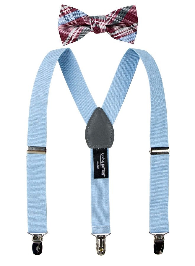 Spring Notion Boys' Suspenders and Red Bow Tie Set Light Blue/Burgundy XL - Image 1