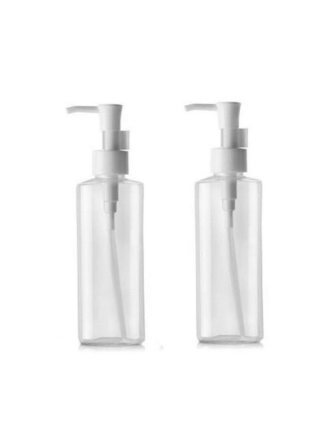 Happyupcity 2Pcs 150Ml 5.1Oz Transparent Empty Plastic Press Bottle With White Pump Head Emulsion Shower Gel Shampoo Cleansing Oil Storage Holder Refillable Cosmetic Container Jar Pot For Travel Daily Life  - Image 2