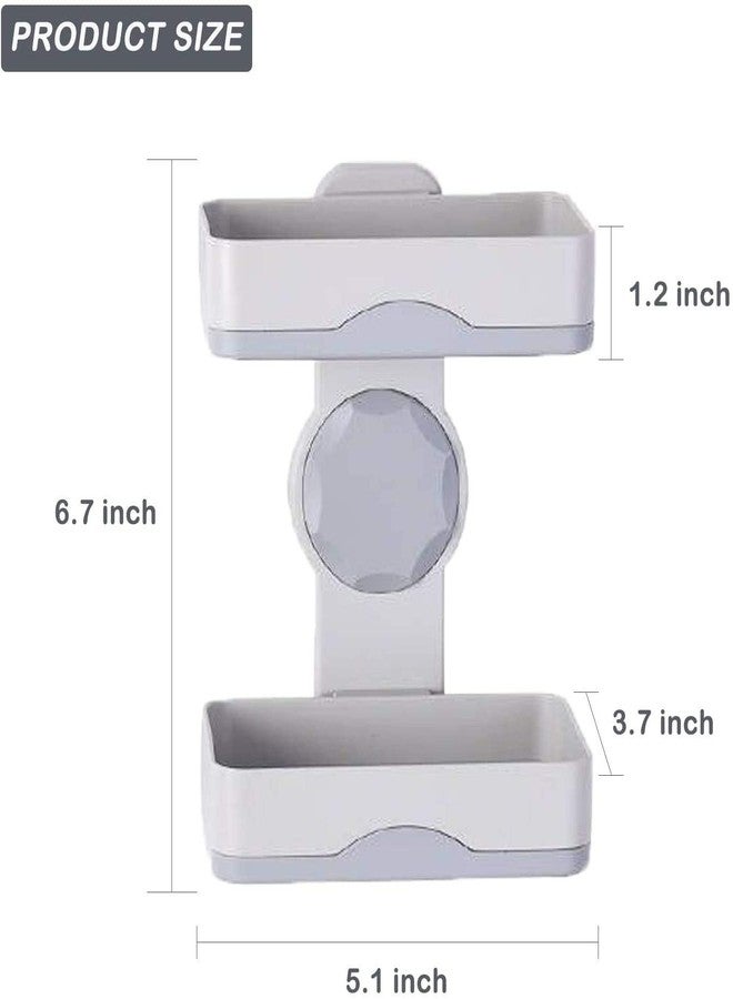 vulrian Plastic Wall Mounted Double Layers Soap Dish Saver with Drain Tray, Adhesive Sponge Holder No-Drilling Soap Holder for Shower Bathroom Kitchen (Multicolour) Pack of 1 - Image 3