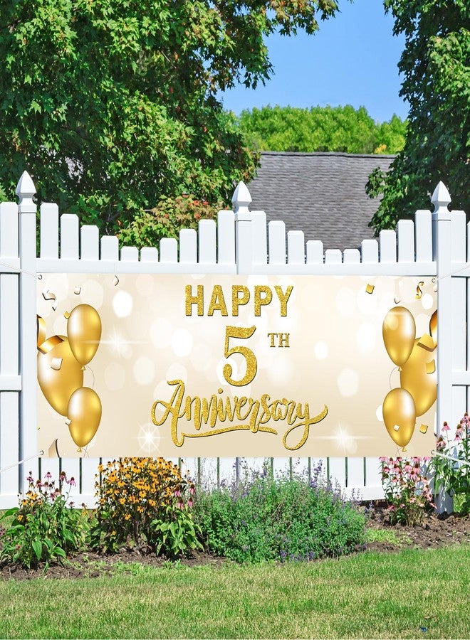 WeBenison Large Happy 5th Anniversary Banner - Gold - 72 x 24 Inch - Polyester - Fade Resistant - Occasion - Garden/Home - 5th Anniversary, Happy - Couples & Families - Image 5