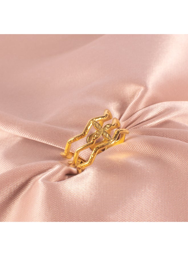 The Black Pearl Accessories Free Size Golden Stainless Steel Ring  - Image 1