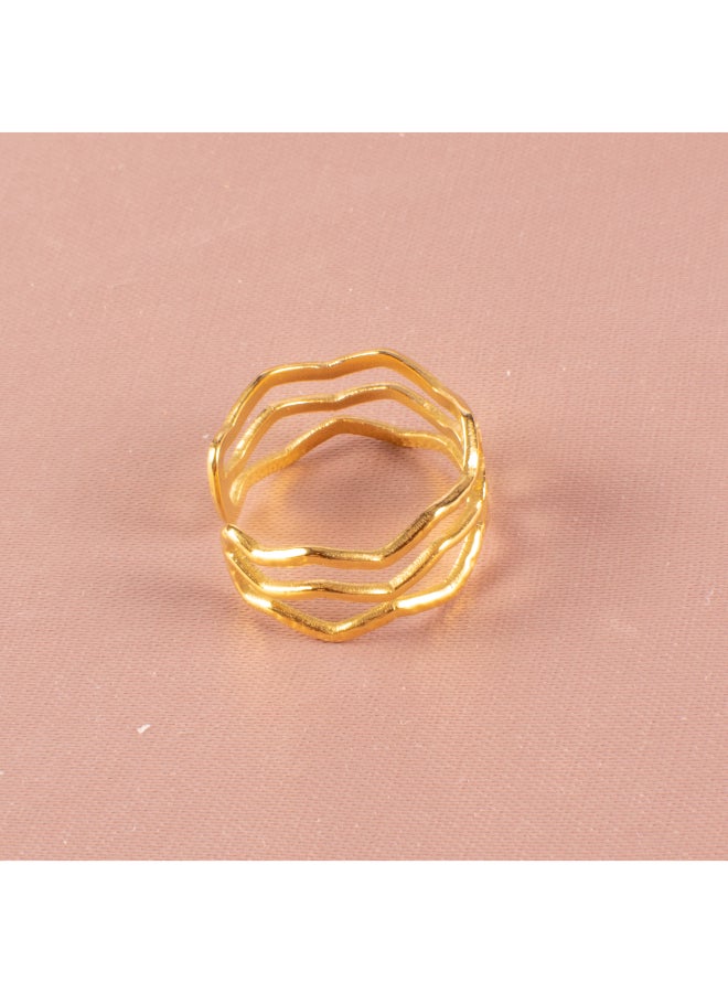 The Black Pearl Accessories Free Size Golden Stainless Steel Ring  - Image 3