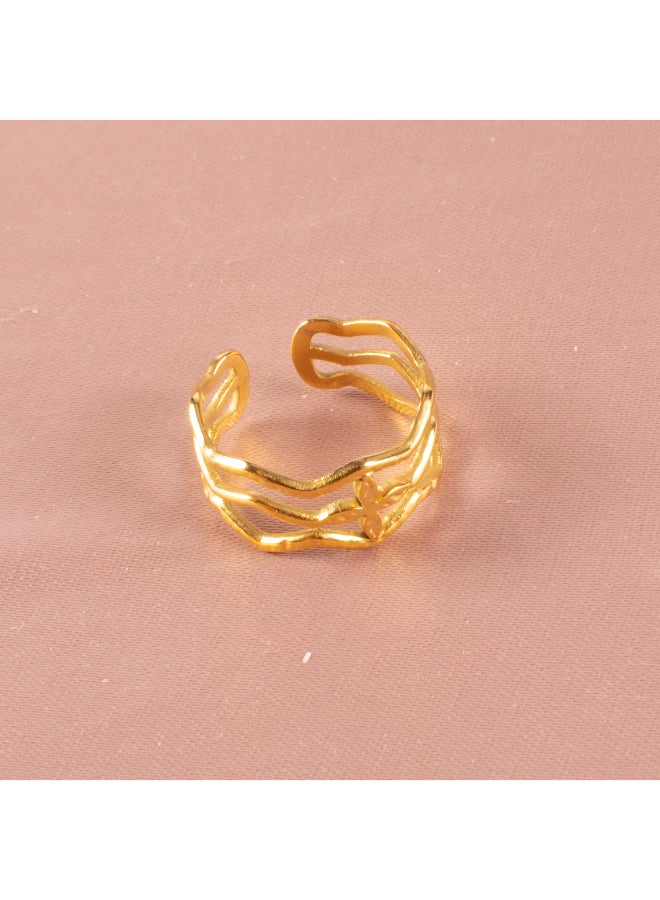 The Black Pearl Accessories Free Size Golden Stainless Steel Ring  - Image 2
