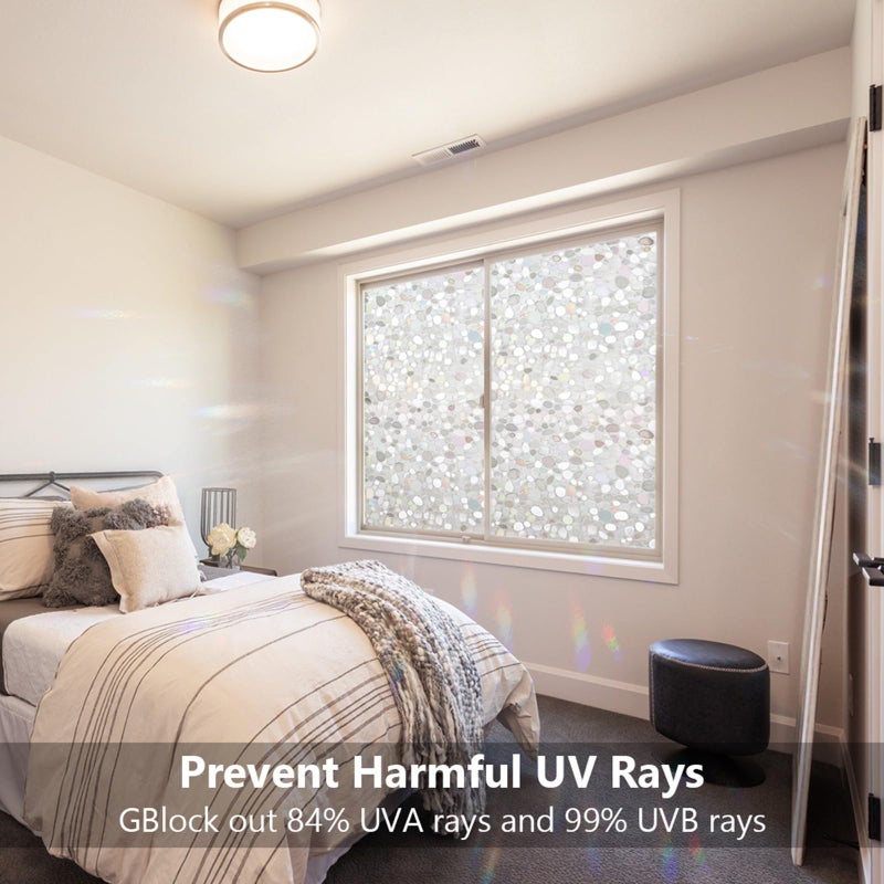 LEMON CLOUD Window Film, Vinyl Clings, Stained 3D Decorative Stickers for Glass, Static Door Window Covering, Tinted Window Decals, Frosted Privacy, Self-Adhesive, Pebble Pattern (35.4In X 78.7In) - Image 5