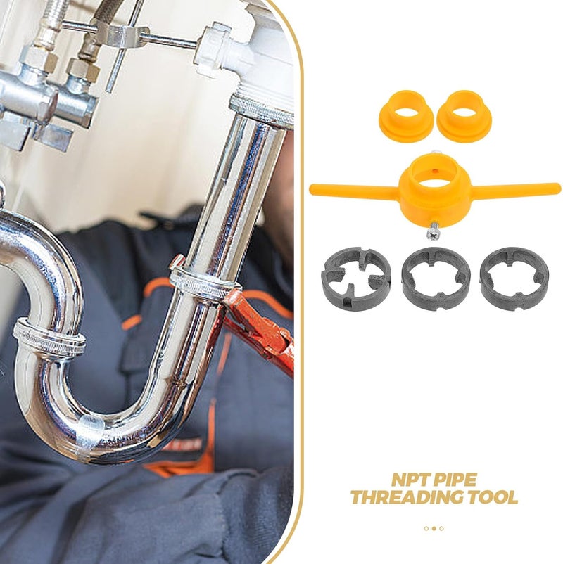 Artibetter Abs Thread Maker Tool Npt round Die Threading Set Manual Pipe Threader Kit for Plumbing and Garage DIY 2 Sets Abs Threading Mold with Hand Wrench - Image 3
