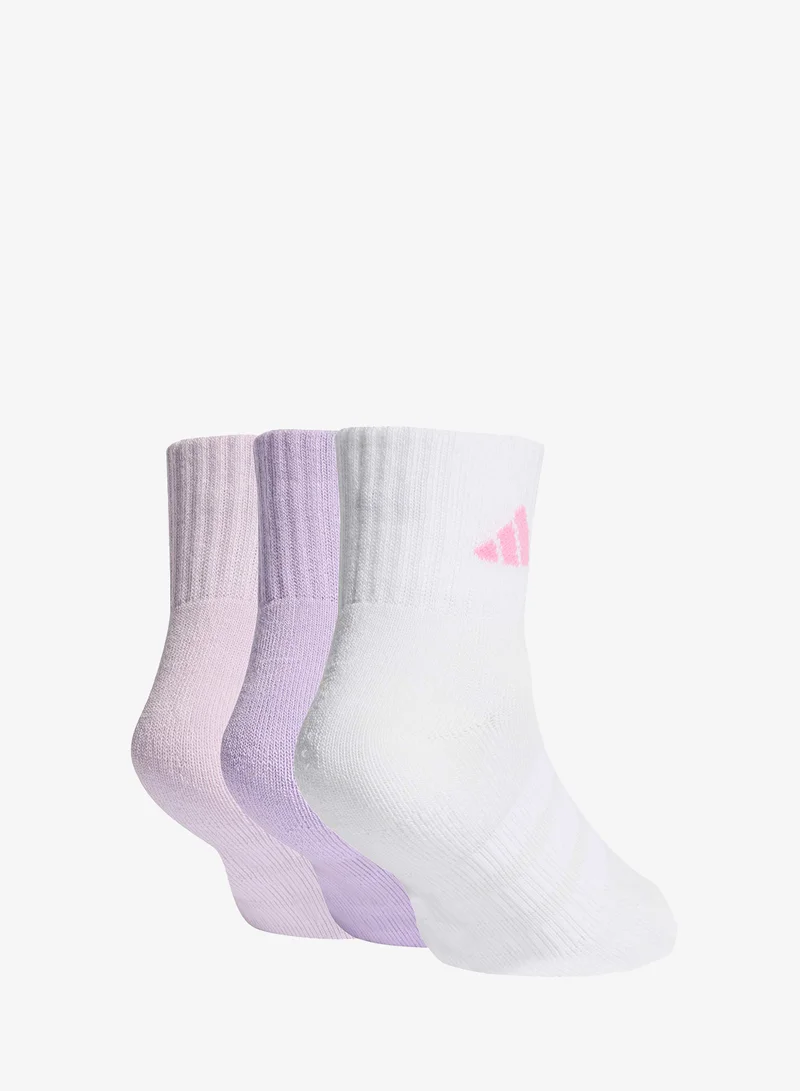 اديداس Kids 3 Pack Cushioned Ankle Socks