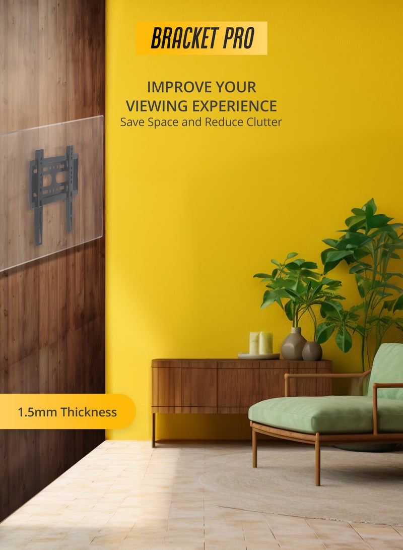 Bracket حامل تثبيت ثابت من Bracket Pro مقاس 14 بوصة - 43 بوصة يناسب VESA مقاس 75 × 75 مم إلى 200 × 200 مم، وسمك 1.1 مم - حامل جداري للتلفزيون أملس ومتين BPF1443 أسود - Image 5