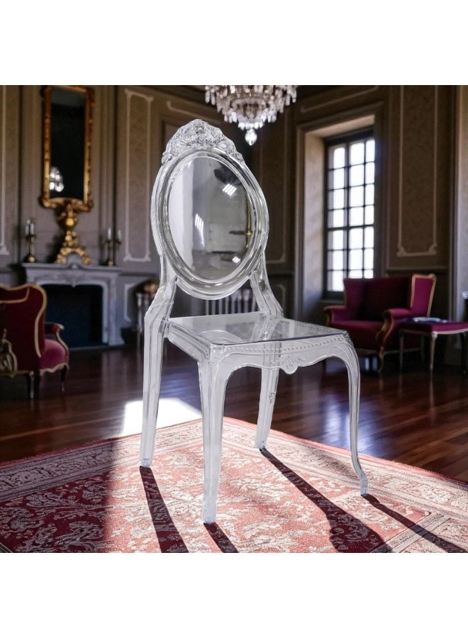 Multi Home Furniture Elegant Transparent Ghost Chair MH-HDC 25 with Vintage Backrest  – Modern Acrylic Dining Chair - Image 2