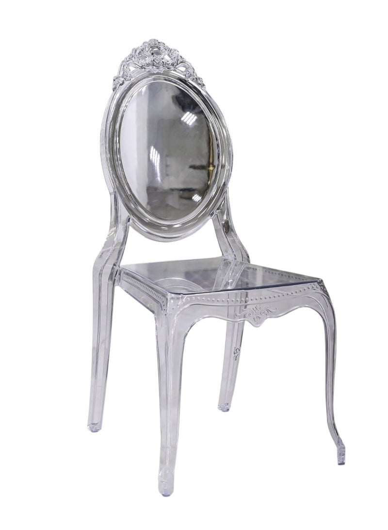 Multi Home Furniture Elegant Transparent Ghost Chair MH-HDC 25 with Vintage Backrest  – Modern Acrylic Dining Chair - Image 1