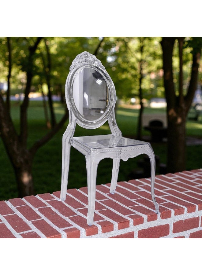 Multi Home Furniture Elegant Transparent Ghost Chair MH-HDC 25 with Vintage Backrest  – Modern Acrylic Dining Chair - Image 3