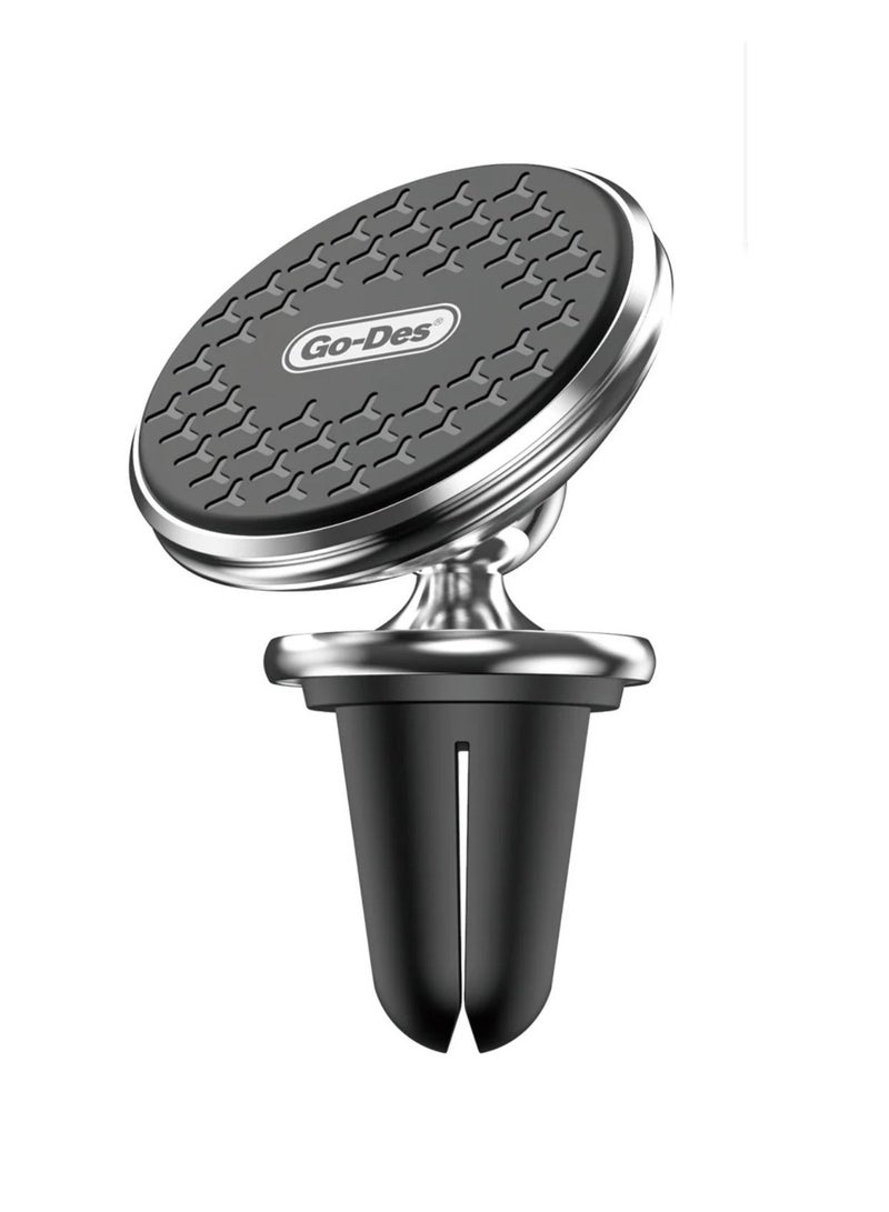 GO-DES 360° Magnetic Car Phone Holder Air Vent Mount with Strong Magnets One-Hand Operation with Anti-Scratch Pad Universal Fit- Black - Image 1