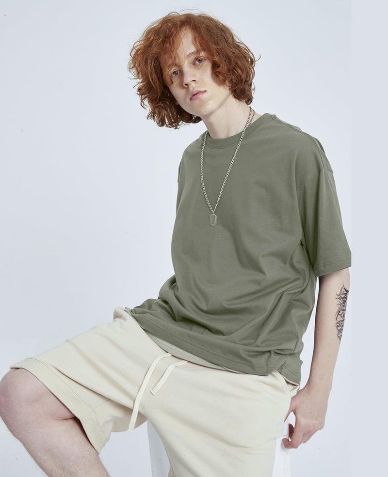SnowElve 4 Pack Men's Oversized T-Shirts Heavyweight Cotton Tee Crew Neck Short Sleeve T Shirts Loose Fit Basic Essential Soft Classic Tees (WTQGGYBK,L) - Image 4