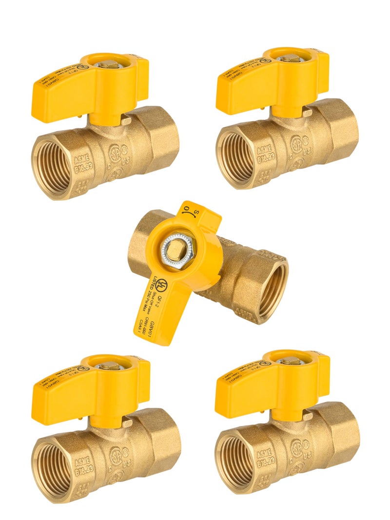 EFIELD Pack of 5 EFIELD Gas Ball Valve with 12 FIP x 12 FIP brass Fittings for Gas Connectors with QuarterTurn CSA Approved 5VALVE2345PCS - Image 2